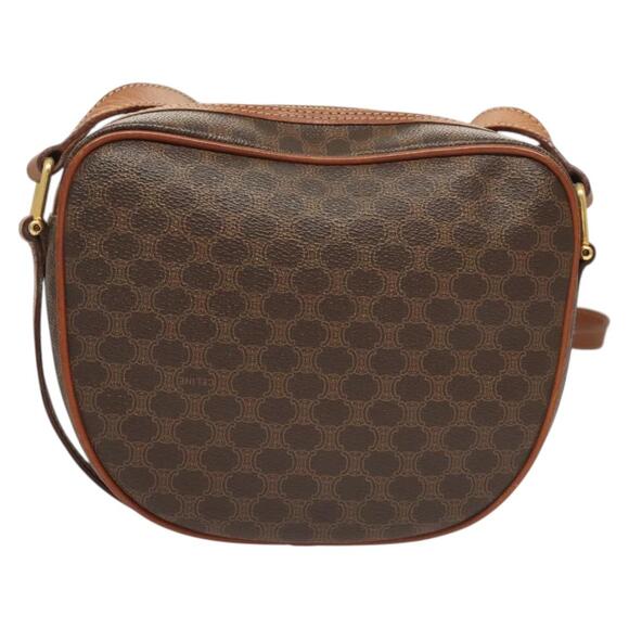 CELINE Macadam Canvas Shoulder Bag Pvc Brown Gold - Picture 3 of 13